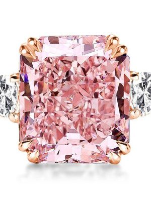 Radiant Cut Pink Engagement Ring - 18K Rose Gold Plated Sterling Silver