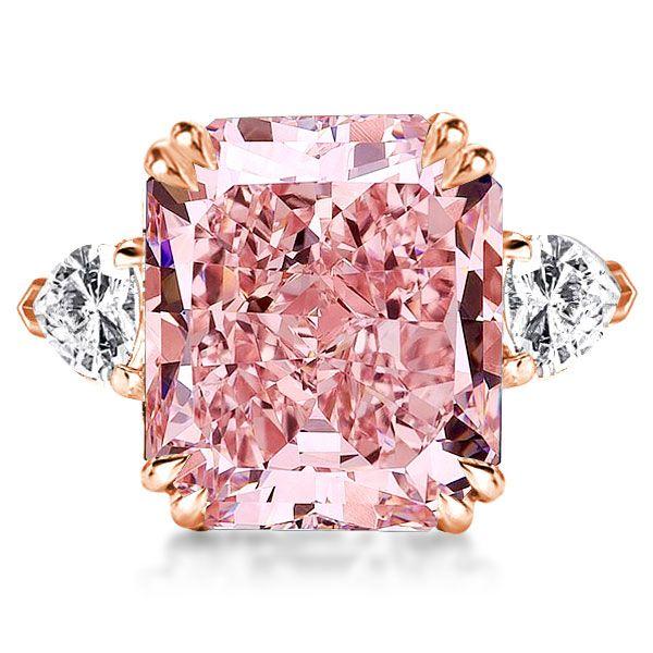Radiant Cut Pink Engagement Ring - 18K Rose Gold Plated Sterling Silver