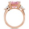 Radiant Cut Pink Engagement Ring - 18K Rose Gold Plated Sterling Silver