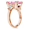 Radiant Cut Pink Engagement Ring - 18K Rose Gold Plated Sterling Silver