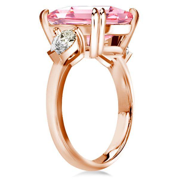 Radiant Cut Pink Engagement Ring - 18K Rose Gold Plated Sterling Silver