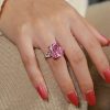 Radiant Cut Pink Engagement Ring - 18K Rose Gold Plated Sterling Silver