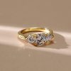 Classic Three Stone Engagement Ring 1.00 CT Center Stone 18K Gold Plated Sterling Silver