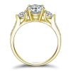 Classic Three Stone Engagement Ring 1.00 CT Center Stone 18K Gold Plated Sterling Silver