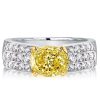 Two Tone Oval Cut Yellow Sapphire Engagement Ring in Sterling Silver