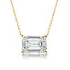 Emerald Cut Golden Pendant Necklace - 18K Gold Plated Sterling Silver