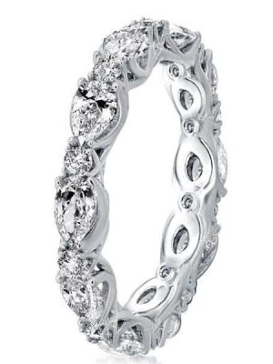 Eternity Pear Created White Sapphire Wedding Band - 925 Sterling Silver