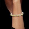 Emerald Cut Yellow Topaz and White Stone Tennis Bracelet in 925 Sterling Silver