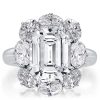 Sterling Silver Flower Design Engagement Ring - 13.48 CT. TW.