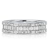 Triple Row Baguette Cubic Zirconia Wedding Band in Rhodium-Plated Sterling Silver