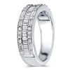 Triple Row Baguette Cubic Zirconia Wedding Band in Rhodium-Plated Sterling Silver