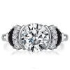 Sterling Silver Half Bezel Round Cut Engagement Ring - 2.75 CT Center Stone