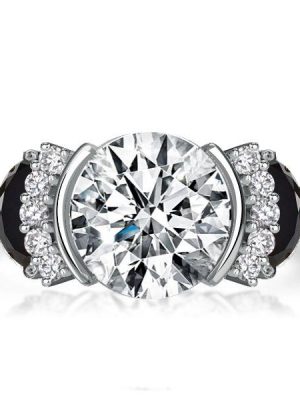 Sterling Silver Half Bezel Round Cut Engagement Ring - 2.75 CT Center Stone