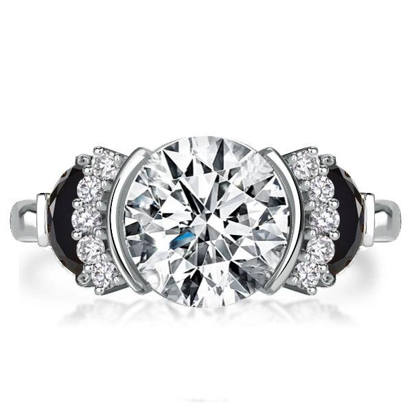 Sterling Silver Half Bezel Round Cut Engagement Ring - 2.75 CT Center Stone