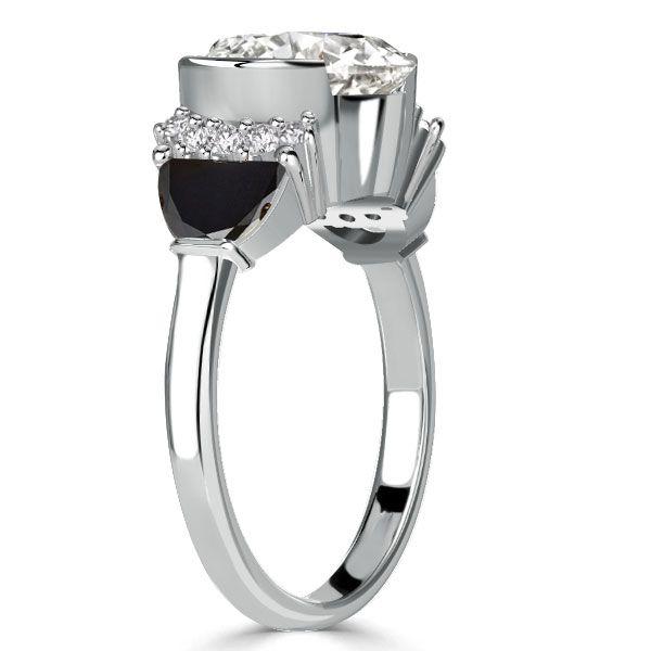 Sterling Silver Half Bezel Round Cut Engagement Ring - 2.75 CT Center Stone