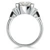 Sterling Silver Half Bezel Round Cut Engagement Ring - 2.75 CT Center Stone