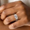 Sterling Silver Half Bezel Round Cut Engagement Ring - 2.75 CT Center Stone
