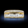 Round & Emerald Cut Half Eternity Wedding Band - 18K Gold Plated Sterling Silver