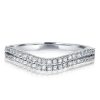Curved White Sapphire Wedding Band - Sterling Silver Double Row