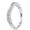 Curved White Sapphire Wedding Band - Sterling Silver Double Row