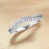 Curved White Sapphire Wedding Band - Sterling Silver Double Row
