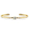 Dainty Oval Cut Cuff Bracelet for Women - 18K Gold Plated Sterling Silver