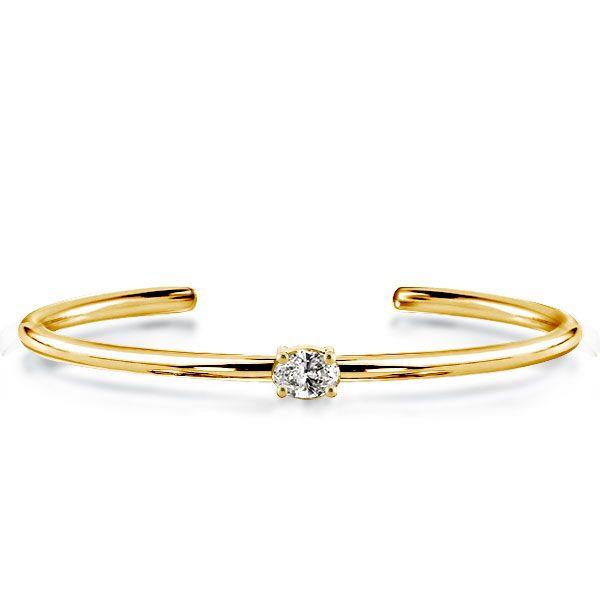 Dainty Oval Cut Cuff Bracelet for Women - 18K Gold Plated Sterling Silver