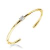 Dainty Oval Cut Cuff Bracelet for Women - 18K Gold Plated Sterling Silver