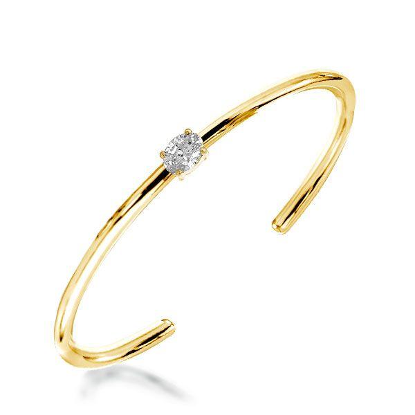 Dainty Oval Cut Cuff Bracelet for Women - 18K Gold Plated Sterling Silver