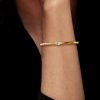Dainty Oval Cut Cuff Bracelet for Women - 18K Gold Plated Sterling Silver