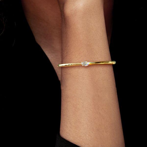 Dainty Oval Cut Cuff Bracelet for Women - 18K Gold Plated Sterling Silver