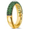 Emerald & Sapphire Pave Wedding Band - Sterling Silver - Unique Design