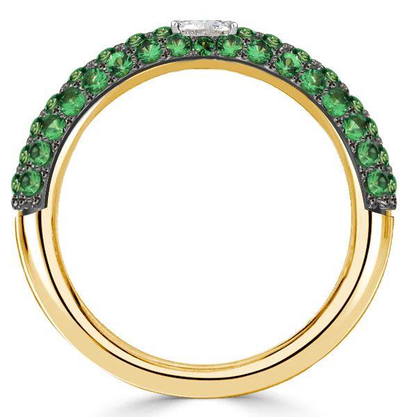 Emerald & Sapphire Pave Wedding Band - Sterling Silver - Unique Design