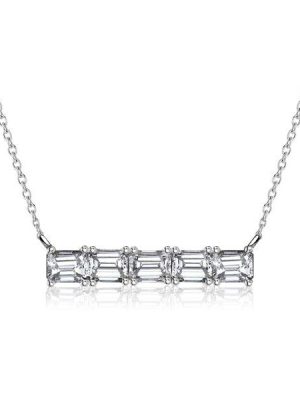 Baguette Cut Bar Necklace in Sterling Silver - Elegant & Minimalist