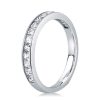 Three Stone White Sapphire Wedding Set - Sterling Silver 3PC Bridal Ring Set