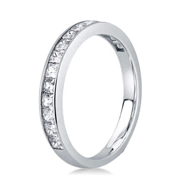 Three Stone White Sapphire Wedding Set - Sterling Silver 3PC Bridal Ring Set