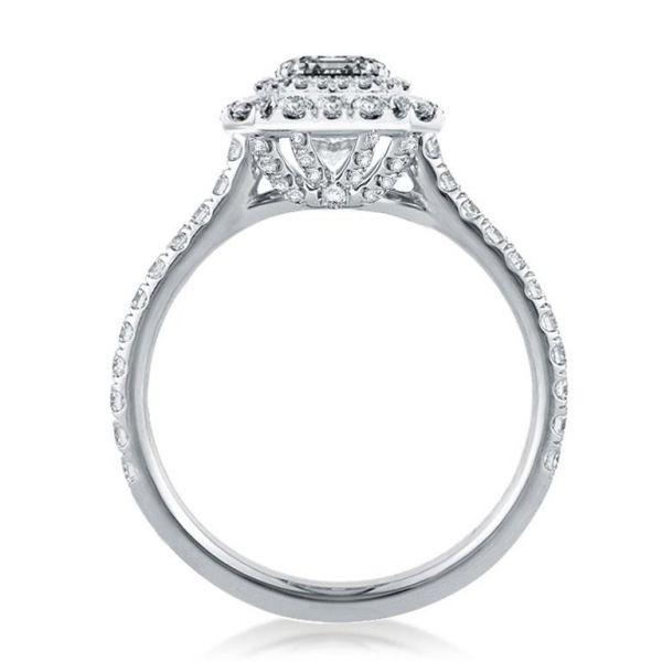 Double Halo Emerald Engagement Ring - Sterling Silver, 3 Carat Center Stone