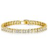 Gold Bezel Emerald Cut White Sapphire Tennis Bracelet - 18K Gold Plated Sterling Silver
