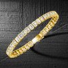 Gold Bezel Emerald Cut White Sapphire Tennis Bracelet - 18K Gold Plated Sterling Silver