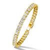 Gold Bezel Emerald Cut White Sapphire Tennis Bracelet - 18K Gold Plated Sterling Silver