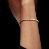 Gold Bezel Emerald Cut White Sapphire Tennis Bracelet - 18K Gold Plated Sterling Silver