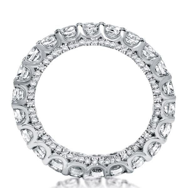 Round Brilliant White Sapphire Eternity Wedding Band in Rhodium Plated Sterling Silver