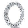 Round Brilliant White Sapphire Eternity Wedding Band in Rhodium Plated Sterling Silver