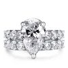 Sterling Silver Three-Quarters Round & Pear Bridal Ring Set - 2.3 CT Center Stone