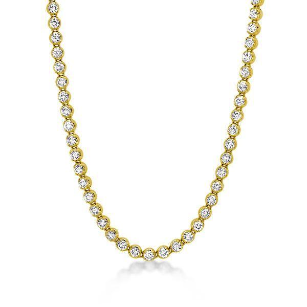 18K Gold Plated Sterling Silver Round Tennis Necklace - Sparkly & Strong