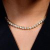 18K Gold Plated Sterling Silver Round Tennis Necklace - Sparkly & Strong