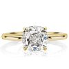 Classic Cushion Cut Solitaire Engagement Ring - 18K Gold Plated Sterling Silver