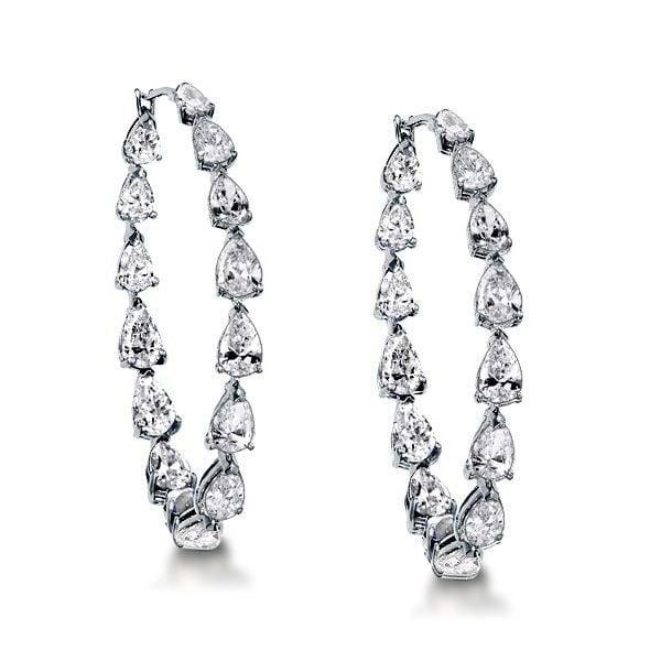 Inside Out Pear Cut Hoop Earrings for Women in Sterling Silver