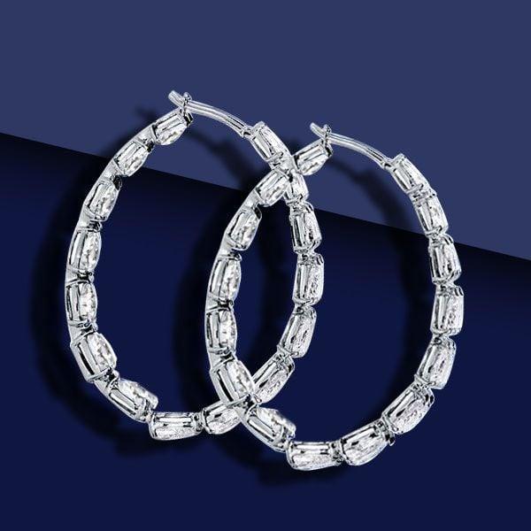 Inside Out Pear Cut Hoop Earrings for Women in Sterling Silver