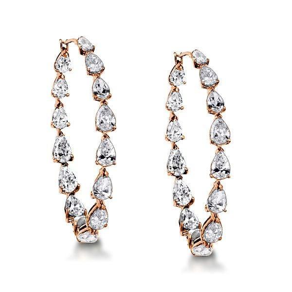 Inside Out Pear Cut Hoop Earrings for Women in Sterling Silver